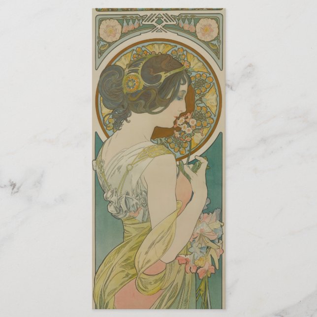 Primrose von Alphonse Mucha (1899) Lesezeichen Menükarte (Vorderseite)