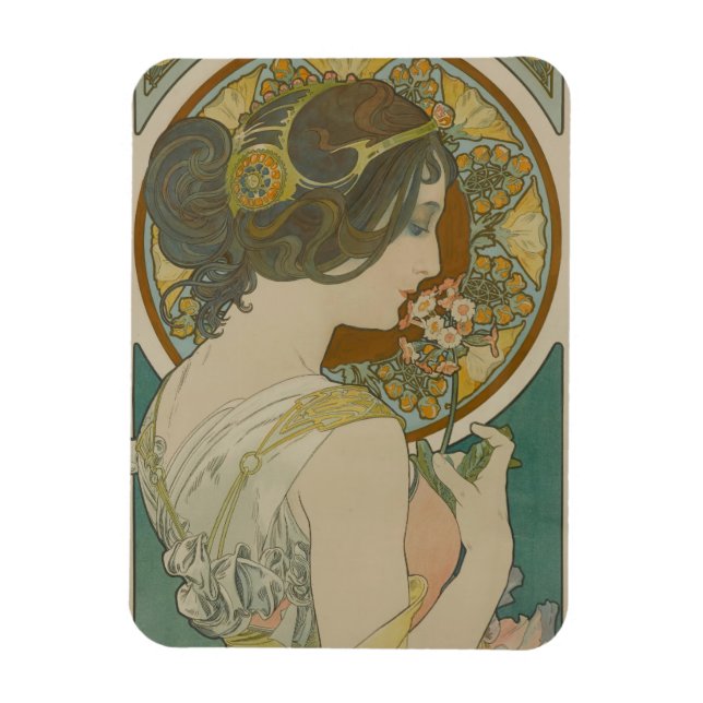 Primrose von Alphonse Mucha (1899) Magnet (Vertikal)