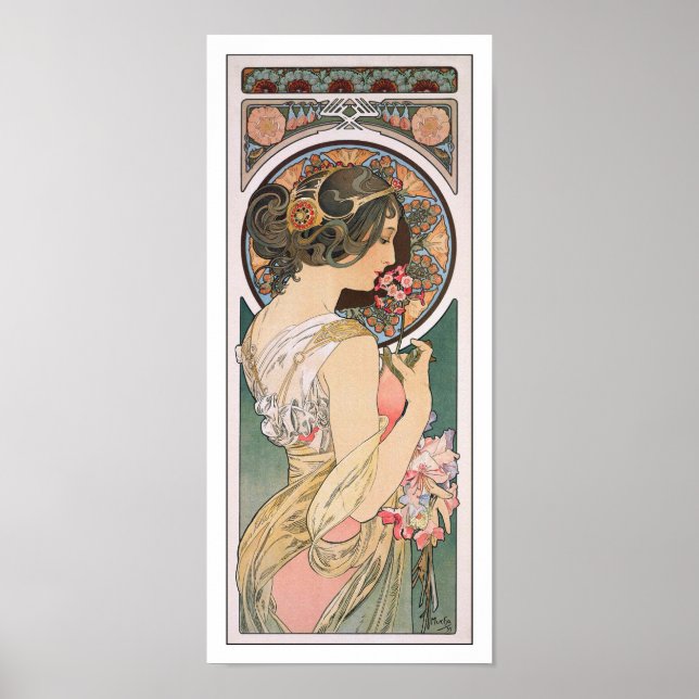 Primrose von Alphonse Mucha - Vintage Blumenkunst Poster (Vorne)