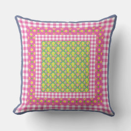 Primrosen im Landstil und Gingham Kissen