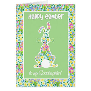 Primroses Cute Bunny Rabbit Easter, Goddaughter
