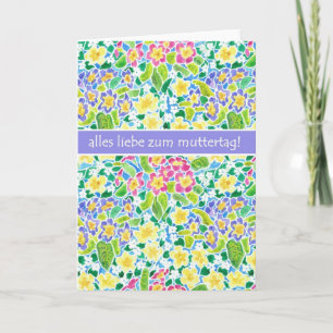 Primroses Mother's Day Card, German Greeting Karte
