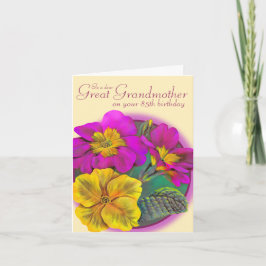 Primula great Grandmother 85 yellow birthday card Karte