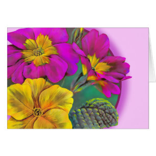 Primula Primula Rosa Gelbe Frühlingskarte