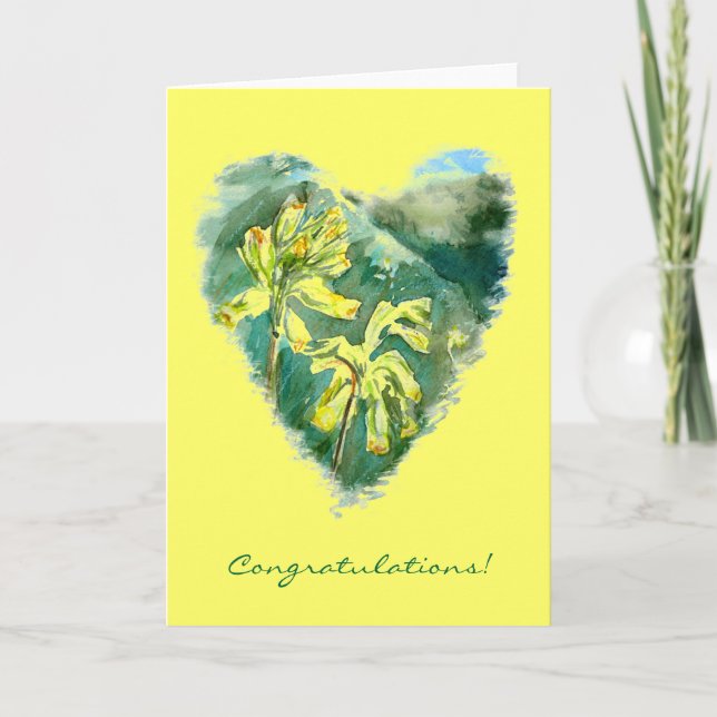 Primula veris Green Heart Félicitations carte (Devant)