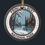 Prince Albert National Park Canada Winter Abzeiche Keramik Ornament<br><div class="desc">Prince Albert National Park Vektorgrafik Design. Der Park ist größtenteils ein Wald- und Seengebiet,  durchzogen von Bächen und Naturpfaden.</div>