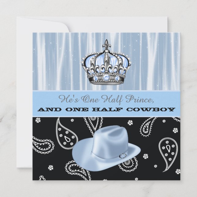 Prince and Cowboy Baby Shower Einladung (Vorderseite)