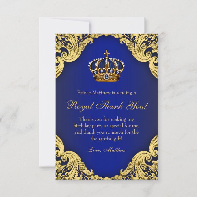Prince Anniversaire Fête Merci Cartes (Devant)