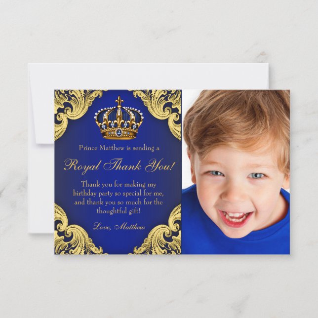Prince Anniversaire Fête Merci Cartes (Devant)