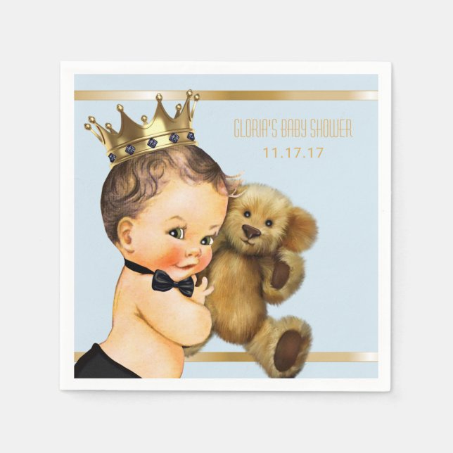 Prince Baby Boy Dusche Personalisiert Baby Blue Go Serviette (Vorderseite)