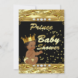 Prince Baby Dusche Black Gold Sprinkle Ethnic Einladung