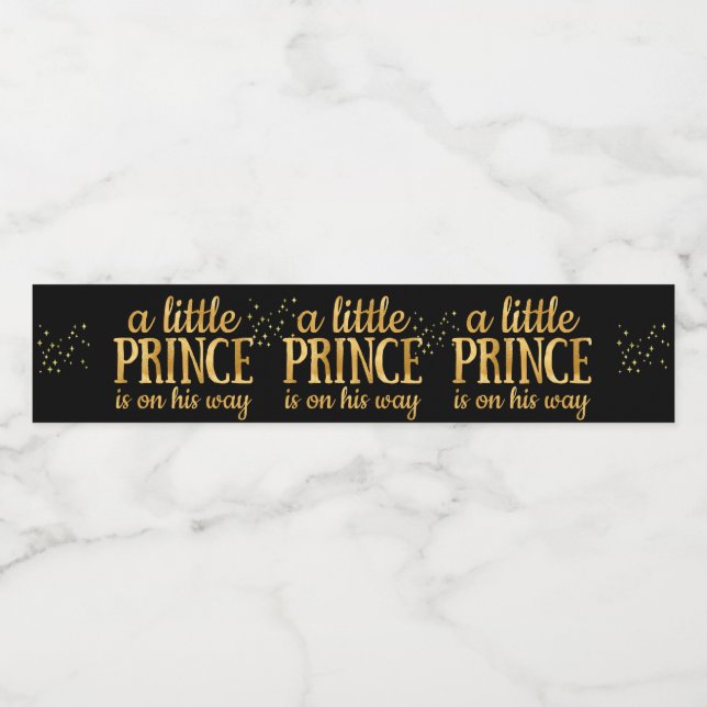 Prince Baby Dusche Royal Black Gold Foil Boy (Einzelnes Label)