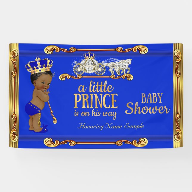 Prince Baby Duwer Blue Gold Carriage Ethnic Banner (Horizontal)