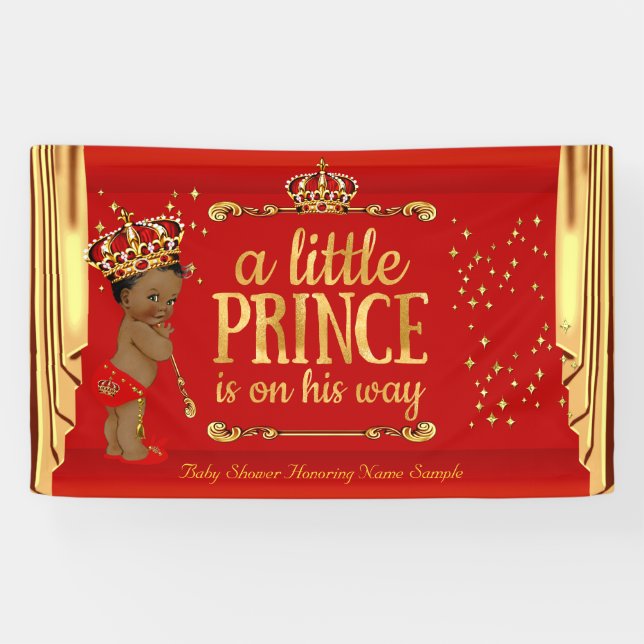 Prince Baby Duwer Red Gold Drapes Ethnic Banner (Horizontal)