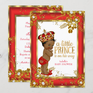 Prince Baby Duwer Red Gold White Ethnic Einladung