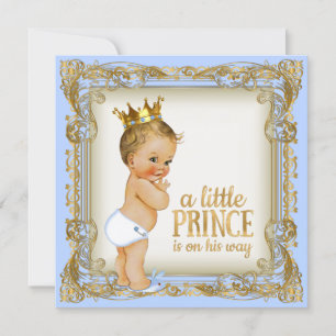 Prince Baby Shower Baby Blue Gold Prince Einladung
