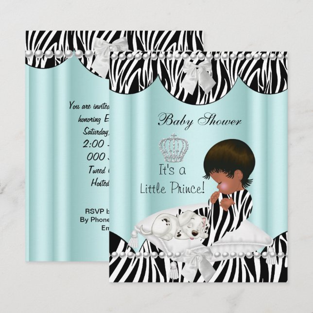 Prince Baby Shower Boy Ethnic Zebra Einladung (Vorne/Hinten)