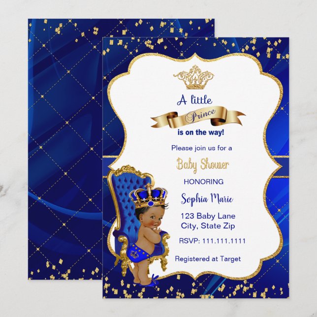 Prince Baby Shower Einladung Baby Boy Dusche (Vorne/Hinten)