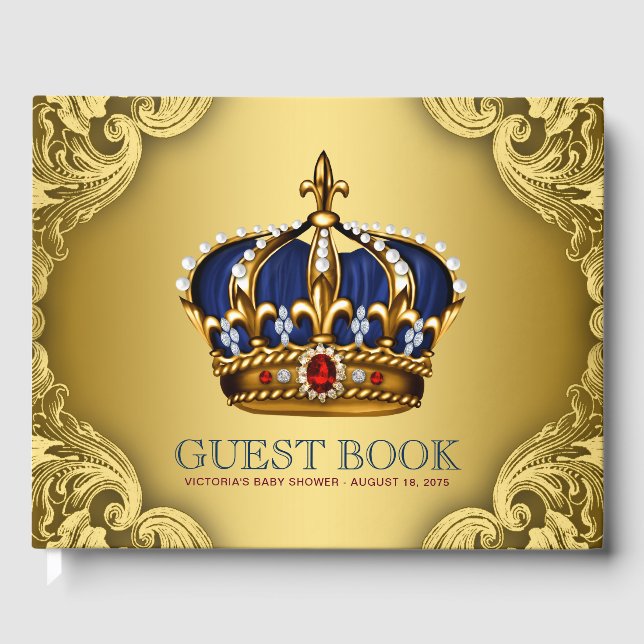 Prince Baby Shower Guest Book Gästebuch (Vorderseite)