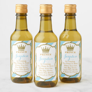 Prince Baby Shower Mini Weinflaschen Etiketten