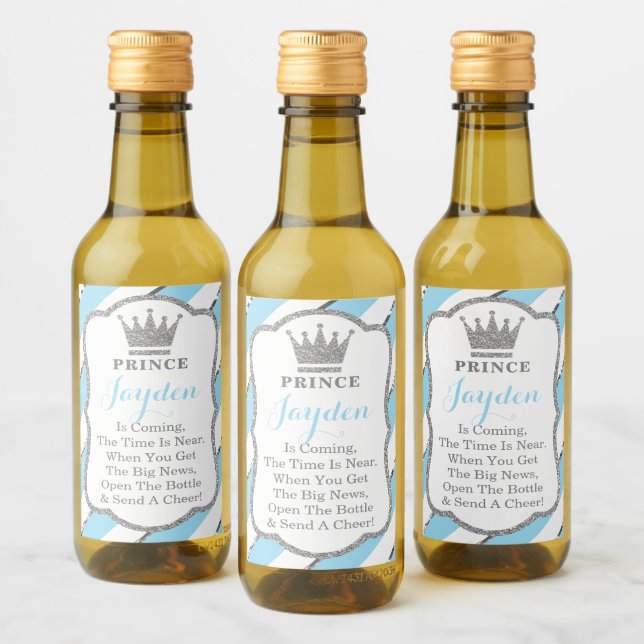 Prince Baby Shower Mini Weinflaschen Etiketten (Flaschen)