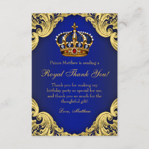 Prince Birthday Party Danke Ihnen Cards Royal Crow
