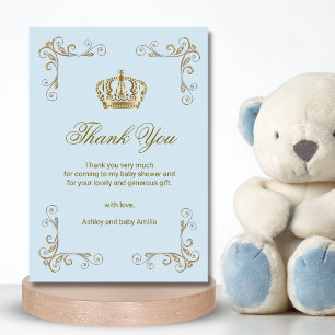 Prince Blue Gold Crown Boy Merci Baby shower