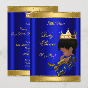 Prince Boy Baby Dusche Blue Ethnic Einladung