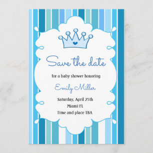 Prince Boy Baby Dusche Save the Date