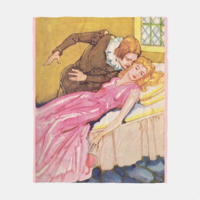 Prince Charming küsst Schlaf Schönheit Fleecedecke (Vorderseite)