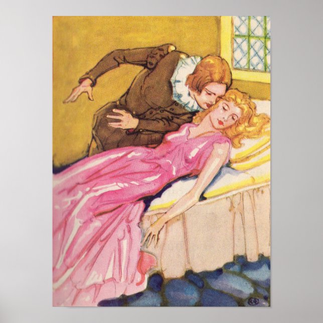 Prince Charming küsst Schlaf Schönheit Poster (Vorne)