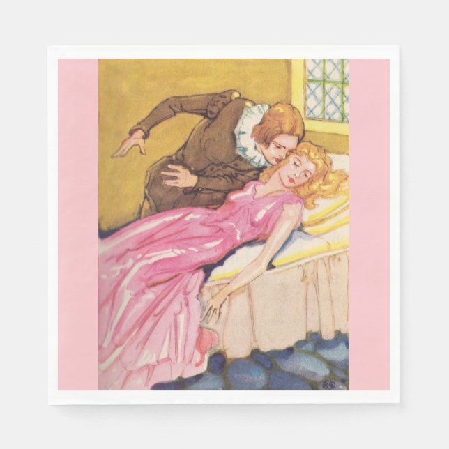 Prince Charming küsst Schlaf Schönheit Serviette (Vorderseite)