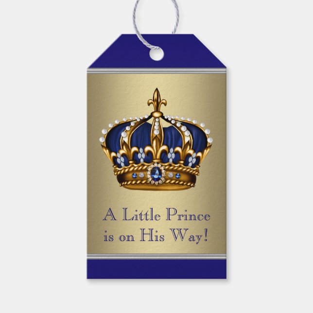 Prince Crown Baby Dusche Geschenkanhänger (Vorderseite)