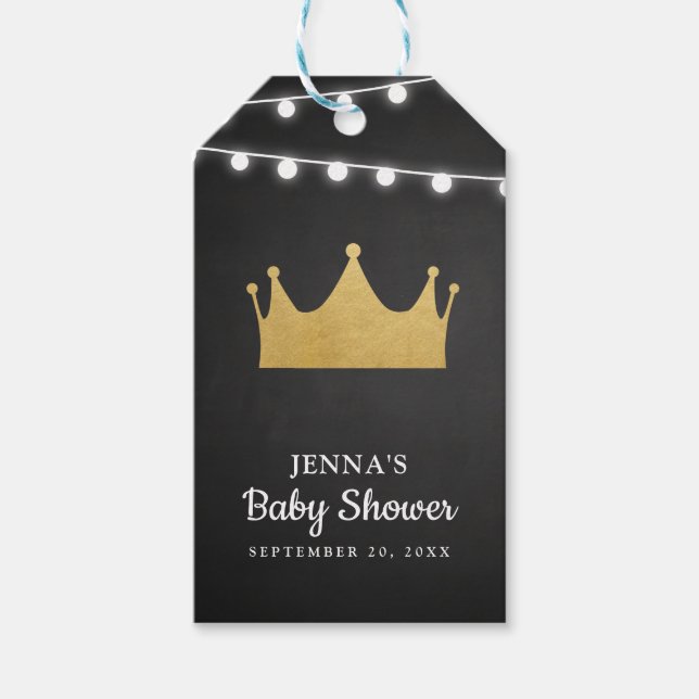 Prince Crown | Baby Dusche Gold Foil | Kopfbrett Geschenkanhänger (Vorderseite)