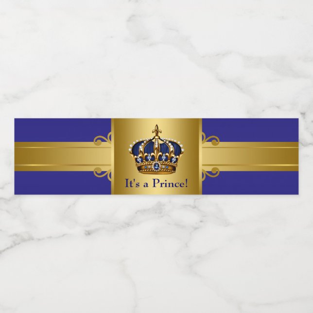 Prince Crown Baby Dusche Wasserflaschen Etiketten (Einzelnes Label)