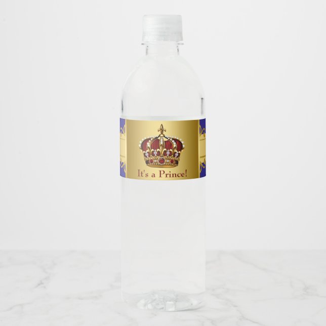 Prince Crown Baby Dusche Wasserflaschen Etiketten (Vorderseite)