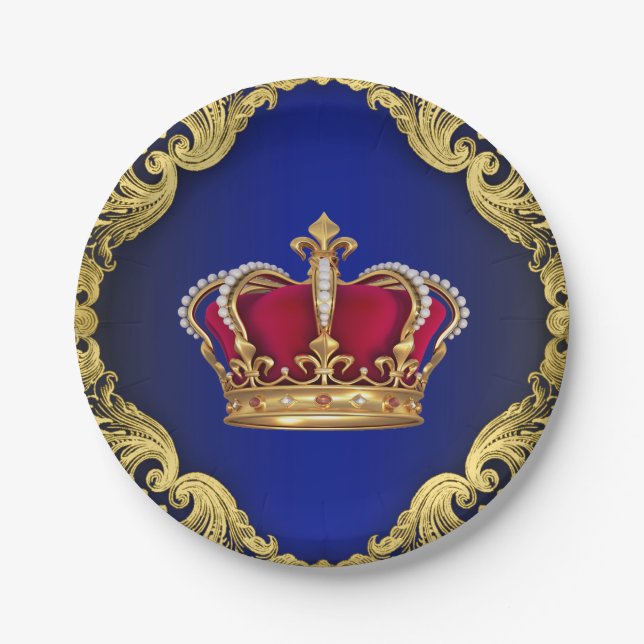 Prince Crown Royal Baby Dusche Pappteller (Vorderseite)