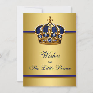 Prince Crown wünscht sich Baby Boy Baby Dusche Hinweiskarte