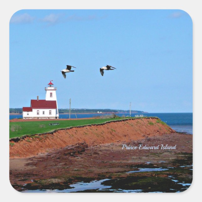 Prince Edward Island Lighthouse Quadratischer Aufkleber (Vorderseite)