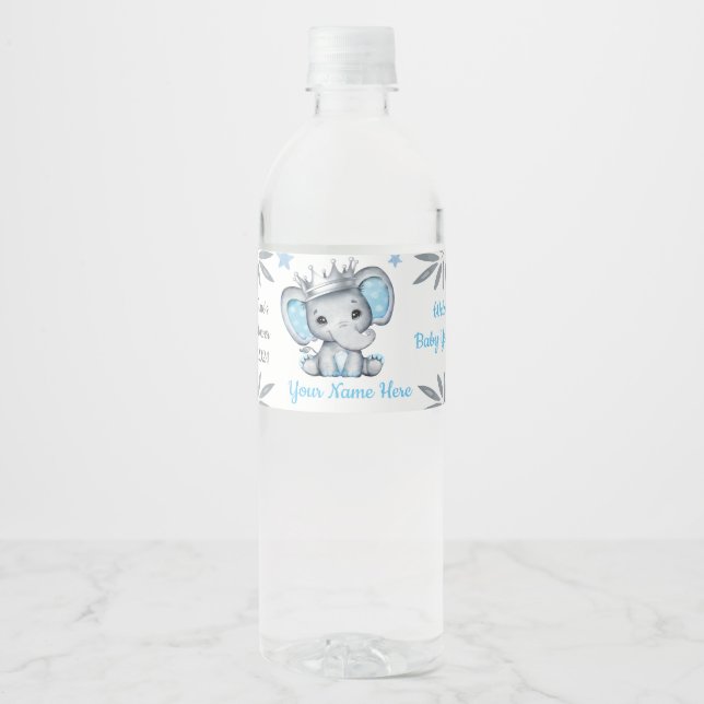 Prince Elephant Blue Silver Crown Water Label (Vorderseite)