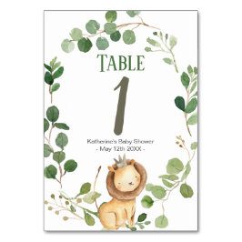 Prince Greenery Lion Baby Shower Tischnummer