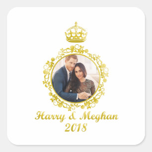 Prince Harry und Meghan Markle Quadratischer Aufkleber