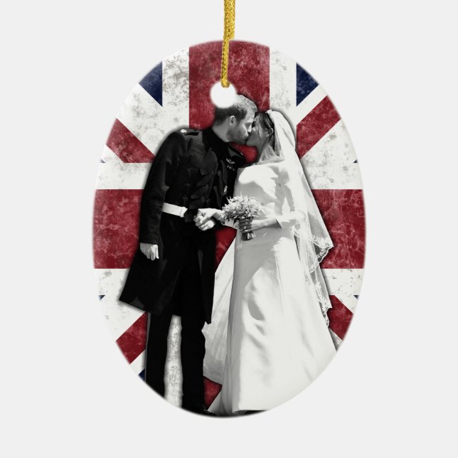 Prince Harry und Meghan Markle Royal Wedding Keramik Ornament (Vorne)