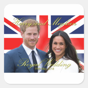 Prince Harry und Meghan Markle Royal Wedding Quadratischer Aufkleber
