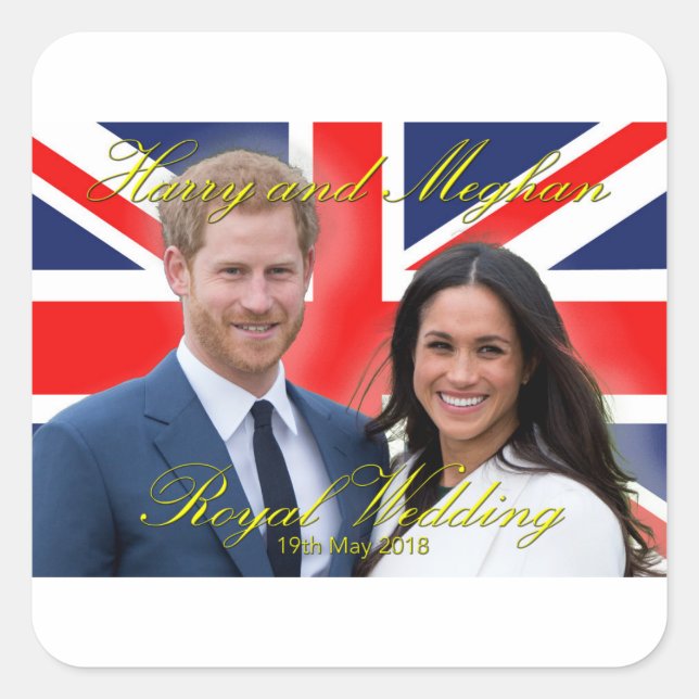 Prince Harry und Meghan Markle Royal Wedding Quadratischer Aufkleber (Vorderseite)