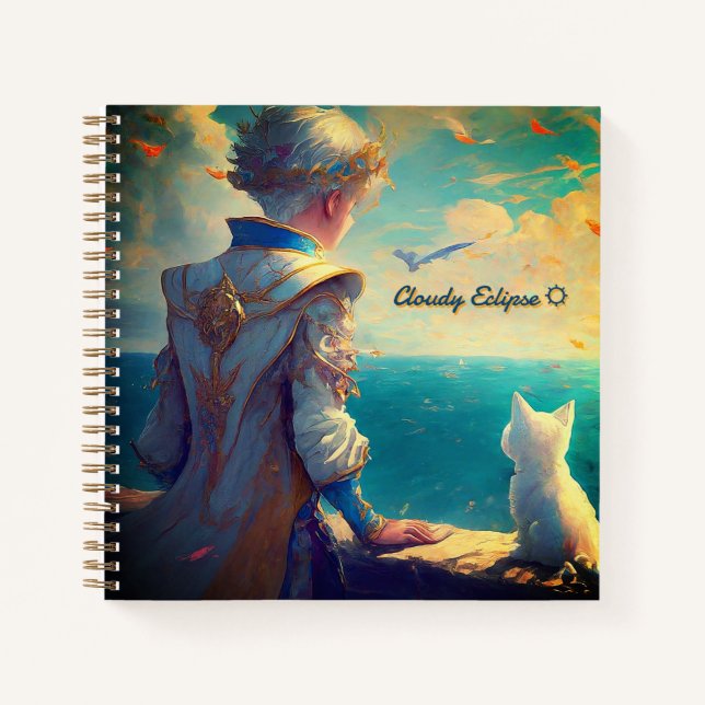 Prince & Princess mit Cat Ocean Spiral Notebook Notizbuch (Vorderseite)