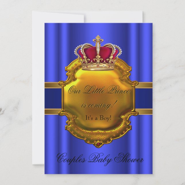 Prince Royal Blue Boy Baby Shower Crown Einladung (Vorderseite)