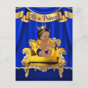 Prince Royal Blue Gold Baby Shower Einladungen
