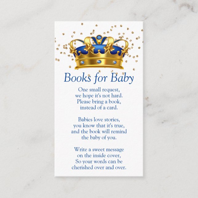 Prince Royal Blue Gold Elephant Books for Baby Begleitkarte (Vorderseite)