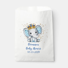 Prince Royal Blue Gold Elephant Boy Baby Dusche Geschenktütchen